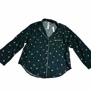 Vintage Victoria's Secret Green Sleep Shirt Size Large Long Sleeve